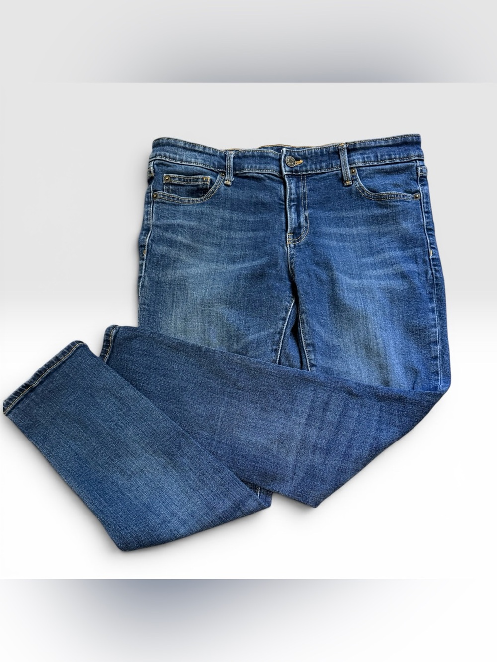 Gap Girlfriend Jeans Size 28 Medium Wash Stretch Denim Ankle Length